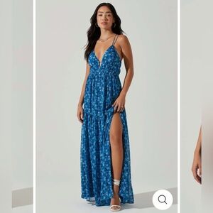 Astr Blue Floral Maxi Dress
